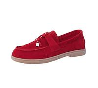 Fashion Four Seasons Women's Casual Shoes Flat Bottom Non-Slip Round Toe Slip On Solid Suede Simple Style Shoes Women's Trainers Blue Pumps Chunky High Heel Dress Shoes Thick Heel Pumps, red, 7 UK