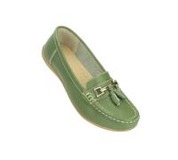 Fashion Friendly Connie - Leather Ladies' Loafer-Sage Size 6
