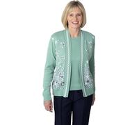 Fashion Friendly Ladies Flower Twin Cardigan (Blue