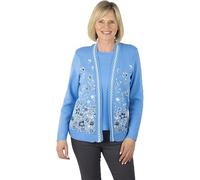 Fashion Friendly Ladies Flower Twin Cardigan (Blue