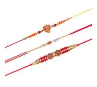 Fashion Frill Delicate Lord OM Trishul AD Multi Designs Rakshabandhan Rakhi For Brother Men Bhaiya Bhabhi Rakhi Combo Set of 3