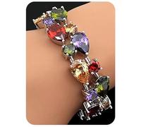 Fashion Gemstone Silver Bracelets, Silver Jewelry for Women Bracelet, Amethyst Garnet Morganite Peridot Women Jewelry Bracelets, 8 inch, Sterling Silver, peridot amethyst garnet morgane