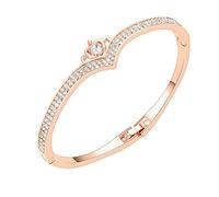Fashion Girl Popular Rose Gold Bracelet Ring Europe And The States Fashion Heart Shape Encrusted Crown Bracelet Korean Version Of Faux Pearl Earrings (Rose Gold, One Size)