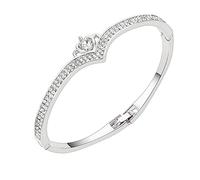 Fashion Girl Popular Rose Gold Bracelet Ring Europe And The States Fashion Heart Shape Encrusted Crown Bracelet Korean Version Of Simple Wrist Watch for Boys (Silver, One Size)