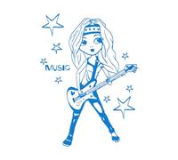 Fashion Girl Vinyl Wall Decal for Teen Room Guitar Singer Music Stars Wall Stickers Decor Bedroom Art Mural Self-Adhesive Large - 57x77cm