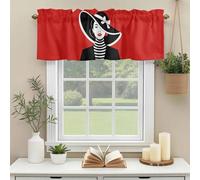 Fashion Girl with Hat Valances for Windows, Pop Art Abstract Modern Rod Pocket Valance Short Window Treatments Curtains for Kitchen Bathroom Bedroom Decor, 42 x 12 Inches
