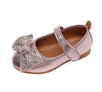 Fashion Girls Casual Shoes Flat Light Plain Sequins Bow Cute Shiny Dress Shoes, pink, 31.5 EU