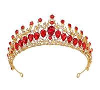 Fashion Gold Silver Color Crystal Rhinestone Tiara And Crowns Princess Women Diadems Bridal Wedding Hair Accessories (red)