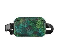 Fashion Green Tropical Leaves Waist Bag for Women Men Teens Mini Waist Bag with Adjustable Strap for Shopping Sports Work Multicolor 1 Size Waist Bag, multi-coloured, 1 size, Waist Bag