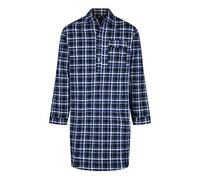 Fashion Group New Men's Brushed Cotton Flannelette Checked Button Up Comfortable and Warm Nightshirt PJ (Navy Check, 4XL)