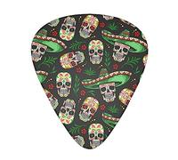 Fashion Guitar pick Guitar Plectrums for Your Electric, Acoustic, or Bass Guitar Luxury Mexican hat twigs flowers day dead sugar skulls Guitar Picks 0.46mm/0.71mm/0.96mm