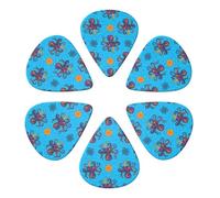 Fashion Guitar Picks 6 Pack With Thin Beautiful Fractal Octopus, Medium, Thick Gauges For Acoustic Guitar, Electric Guitar, Bass & Ukulele