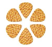 Fashion Guitar Picks 6 Pack With Thin Yellow Cheese Pattern Texture, Medium, Thick Gauges For Acoustic Guitar, Electric Guitar, Bass & Ukulele