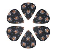 Fashion Guitar Plectrums 6 Pack Cool Lightning And Tiger Black With 0.46mm/0.71mm/0.96mm For Acoustic, Electric, Bass & Mandolin
