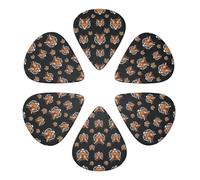 Fashion Guitar Plectrums 6 Pack Cool Lightning And Tiger Black With 0.46mm/0.71mm/0.96mm For Acoustic, Electric, Bass & Mandolin