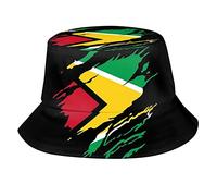 Fashion Guyana Flag Bucket Hat Guyanese Fisherman Hat Summer Wide Brim Sun Protection Hats for Women Men, Guyana National Flag-3, One size