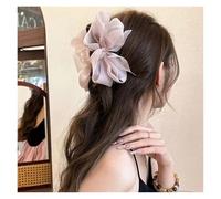 Fashion Hair Claws Mesh Tulle Large Bow Grab Clip Elegant Retro Female Net Yarn Ponytail Braid Claw Clip Hair Accessories Gift Headdress(1pc pink bow)