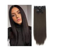 Fashion Hair Extensions 4Pcs/Set 24" Long Straight Thick Hair Piece Synthetic Clip In Extensions for Women 180g Full Head with 11 Clips Soft(Light Brown)