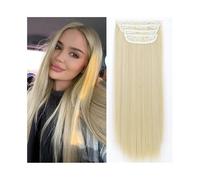 Fashion Hair Extensions 4Pcs/Set 24" Long Straight Thick Hair Piece Synthetic Clip In Extensions for Women 180g Full Head with 11 Clips Soft(Bleach Blonde)