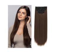 Fashion Hair Extensions 4Pcs/Set 24" Long Straight Thick Hair Piece Synthetic Clip In Extensions for Women 180g Full Head with 11 Clips Soft(Light Brown+Light Auburn)