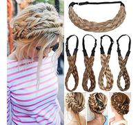 Fashion Hair Extensions Braided Headband Hair Braid Hair Band Thick Chunky Plaited Hairband Accessory Costume Hairpiece For Women Girls Small-0.6" Light Brown