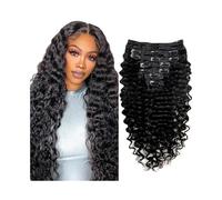 Fashion Hair Extensions Deep Wave Clip In Hair Extensions Brazilian Remy 100% Human 8pcs/Set 120g Natural Color Soft(10inches)