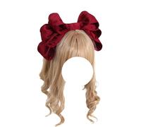 Fashion hairpin Fabric Bow Headband Women Big Bowknot Head Hoop Headpieces Lolita Hair Accessories for Girls Prom Tea Party(Wine Red 1)