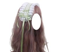 Fashion hairpin Lolita Accessories Hair Band French Maid Headband Elegant Lace Bow Hairband for Girls Women Party(Green Tea Color)