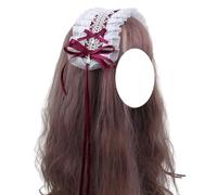 Fashion hairpin Lolita Accessories Hair Band French Maid Headband Elegant Lace Bow Hairband for Girls Women Party(Burgundy)
