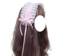 Fashion hairpin Lolita Accessories Hair Band French Maid Headband Elegant Lace Bow Hairband for Girls Women Party(Light Pink)
