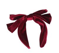 Fashion hairpin Velvet Bow Headband Women Vintage Style Big Bowknot Head Hoop Hair Accessories for Girls Prom Birthday Gifts(Wine Red)