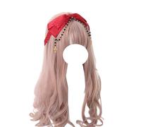 Fashion hairpin Women's Ribbon Bow Headband Girls Big Bowknot Hairband Pearl Tassels Headpieces Lolita Hair Accessories(Wine Red)