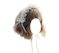 Fashion hairpin Women's Satin Headband Japanese Lolita Headband Maid Headdress Girls Vintage Lolita Hair Accessories(Milk White)