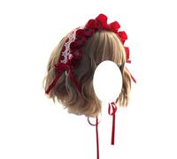 Fashion hairpin Women's Satin Headband Japanese Lolita Headband Maid Headdress Girls Vintage Lolita Hair Accessories(Red)