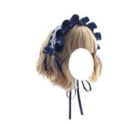 Fashion hairpin Women's Satin Headband Japanese Lolita Headband Maid Headdress Girls Vintage Lolita Hair Accessories(Navy Blue)