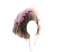 Fashion hairpin Women's Satin Headband Japanese Lolita Headband Maid Headdress Girls Vintage Lolita Hair Accessories(Light Pink)