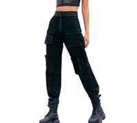 Fashion Harajuku Punk Black Cargo Pants Women Gothic Chain White Wide Leg Trousers Female Hippie Street Style Mall Goth