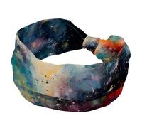 Fashion Headband, Abstract Dreamy Starry Sky Nights Wide Headbands for Women, Cross Elastic Head Wrap, Sweat Sport Workout Turban Hairdband