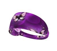 Fashion Headband for Sports - The purple butterfly Print Elastic Exercise Headband, Ideal for Yoga, Running, and More