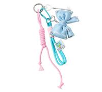 Fashion Heart Bow Bag Pendant with Cable and Faux Pearl Decors Pockets Charming Keyring Car Accessories for Daily Use Alloy and Faux Pearl Designs, blue