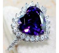 Fashion Heart Crystal CZ Silver Ring for Women, Romantic Promise Heart Eternity Statement Rings, Dainty Inlaid Heart Birthstone Cubic Zirconia Wedding Engagement Rings Jewelry-Making-Patterns Size 7