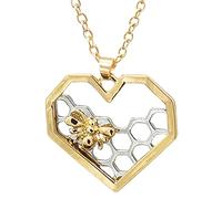 Fashion Heart Shaped Honeycomb Pendant Cute Bee Necklace Small Animals