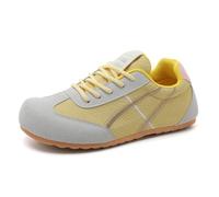 Fashion Height Enhancing Sneaker Shoes for Women Wide Toe Box Round Toe Lace up Student Shoes Lightweight Casual for Dates Walking Yellow 5