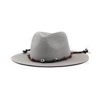 Fashion Hollowed Handmade Cowboy Straw Hat Women Men Summer Outdoor Travel Beach Hats Unisex Solid Western Sunshade Cap(Gray,52-54CM Adjustable)