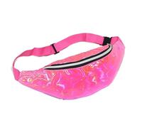 Fashion Holographic Waist Bag Women Outdoor Casual Sport Waterproof Crossbody Waist Bag Colorful Shiny Fanny Pack(Pink)