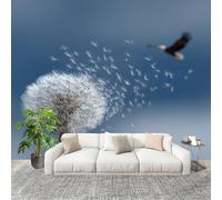 Fashion Home Decoration Wall Covering Mural 200x140cm Simple Dandelion Pattern Premium Art Print Decor Wallpaper Removable Blue 3D Non-Woven Wall Mural Photo Wallpaper