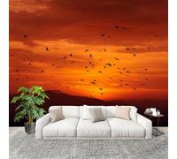 Fashion Home Decoration Wall Covering Mural 250x175cm Dusk Fiery Sky Premium Art Print Decor Wallpaper Removable Orange Color 3D Non-Woven Wall Mural Photo Wallpaper
