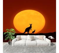 Fashion Home Decoration Wall Covering Mural 250x175cm Dusk Sun Deer Premium Art Print Decor Wallpaper Removable Orange Color 3D Non-Woven Wall Mural Photo Wallpaper