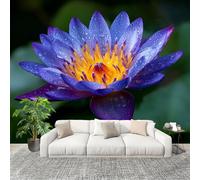 Fashion Home Decoration Wall Covering Mural 250x175cm Hd Plant Water Lily Premium Art Print Decor Wallpaper Removable Purple 3D Non-Woven Wall Mural Photo Wallpaper