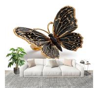 Fashion Home Decoration Wall Covering Mural 250x175cm Luxury Golden Butterfly Premium Art Print Decor Wallpaper Removable White 3D Non-Woven Wall Mural Photo Wallpaper